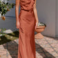 One Shoulder Sleeveless Maxi Dress in Caramel