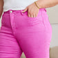 RFM Chloe Tummy Control High Waist Crop Jeans in Pink Rouge