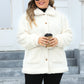 Plus Size Collared Neck Button Down Fuzzy Jacket