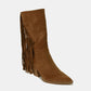 Suede Fringe Point Toe Boots