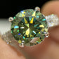 Green 5 Carat Moissanite Ring