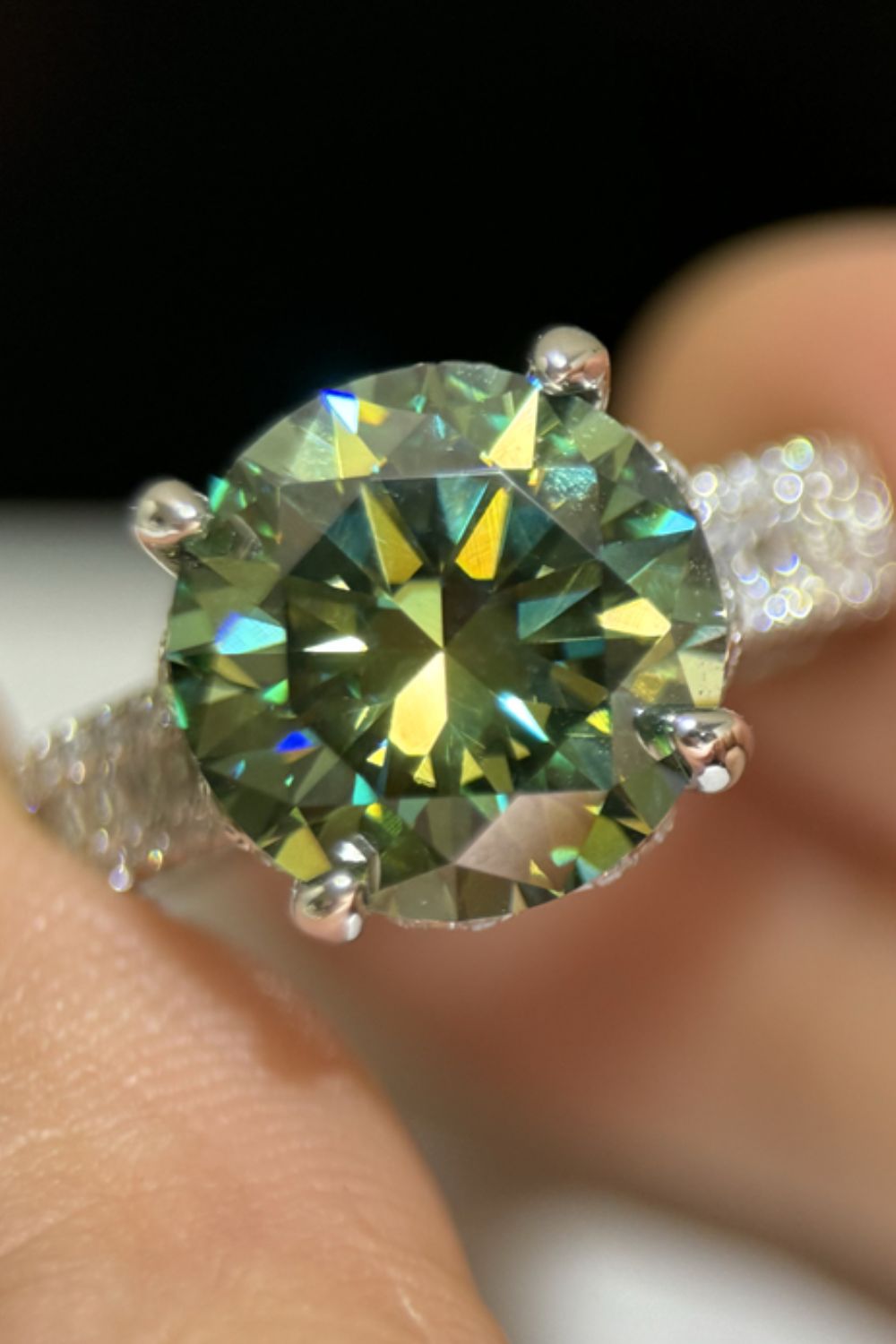 Green 5 Carat Moissanite Ring