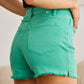RFM Tummy Control High Waist Denim Shorts in Caribbean Green