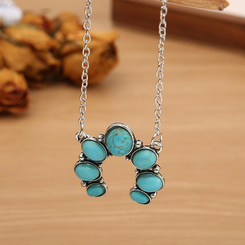 Turquoise Alloy Pendant Necklace