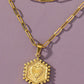 2 Row Brass Double Sided Hexagon Inital Necklace