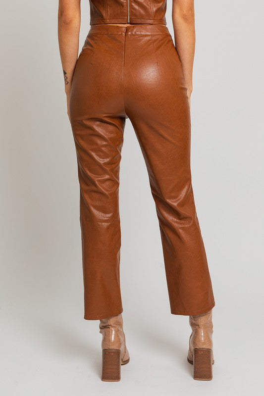 Straight Faux Leather Pants