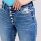 Button Fly Distressed Jeans with Pockets Plus Size