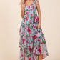 Layered Floral Sweetheart Neck Maxi Dress