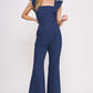 Ruffled Flare Leg Denim Jumpsuit