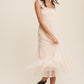 Smocked Ruffle Tiered Mesh Midi Dress