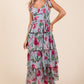 Layered Floral Sweetheart Neck Maxi Dress