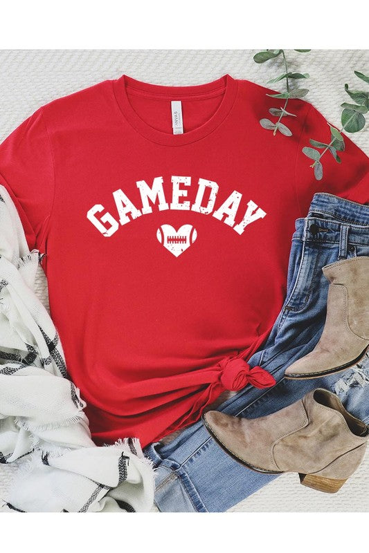 Game Day Football Heart Graphic T-Shirt