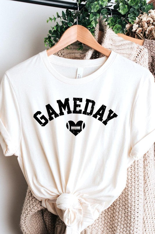 Game Day Football Heart Graphic T-Shirt