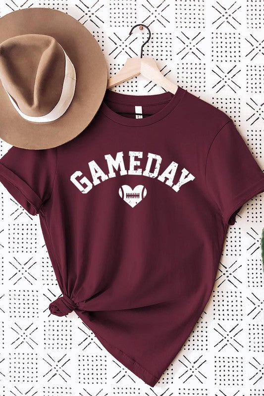 Game Day Football Heart Graphic T-Shirt