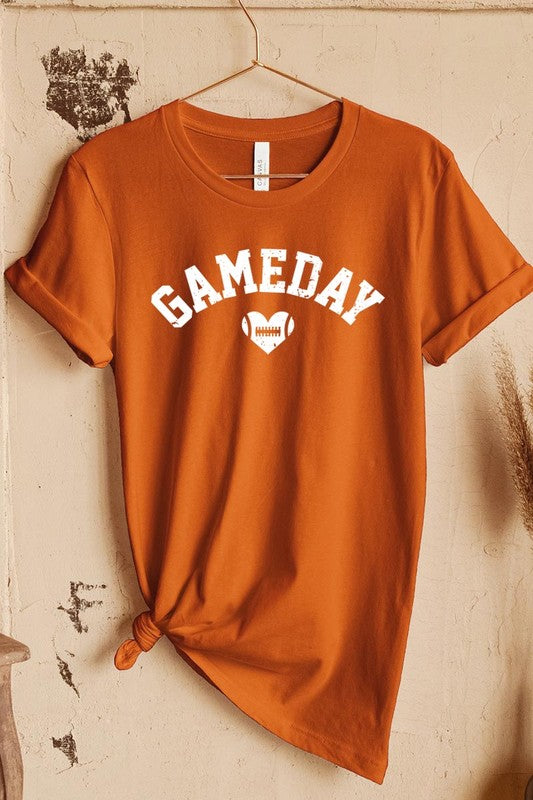 Game Day Football Heart Graphic T-Shirt