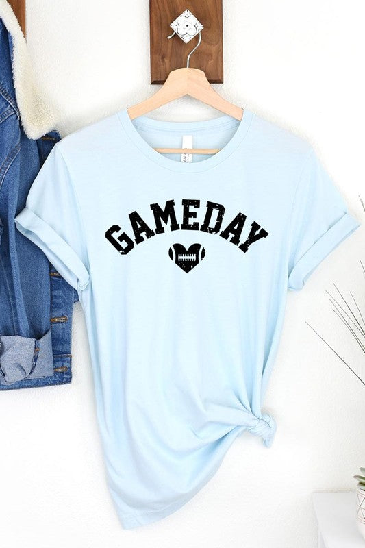 Game Day Football Heart Graphic T-Shirt