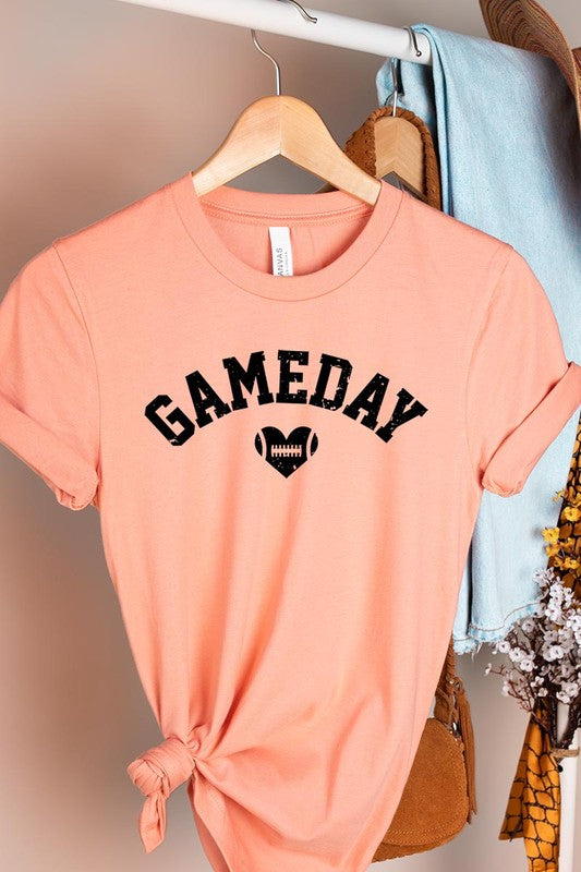 Game Day Football Heart Graphic T-Shirt