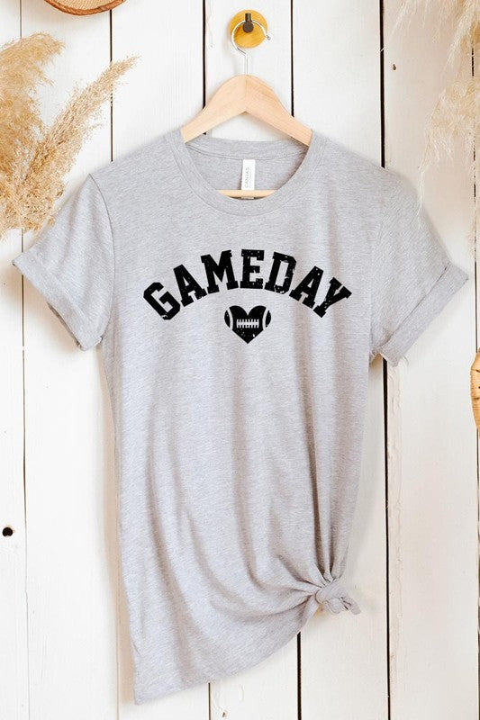 Game Day Football Heart Graphic T-Shirt