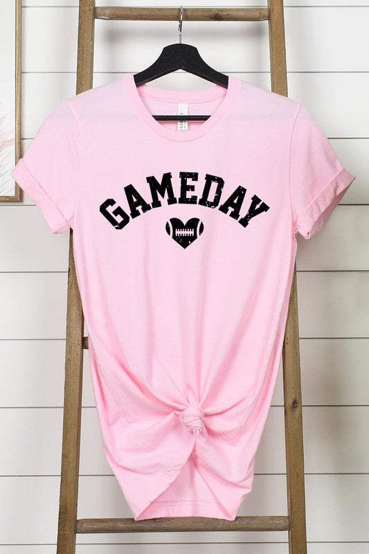 Game Day Football Heart Graphic T-Shirt