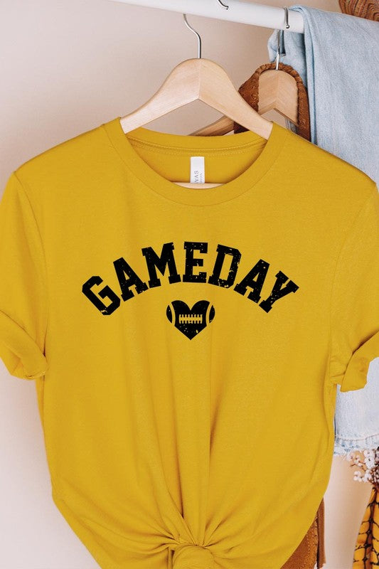 Game Day Football Heart Graphic T-Shirt