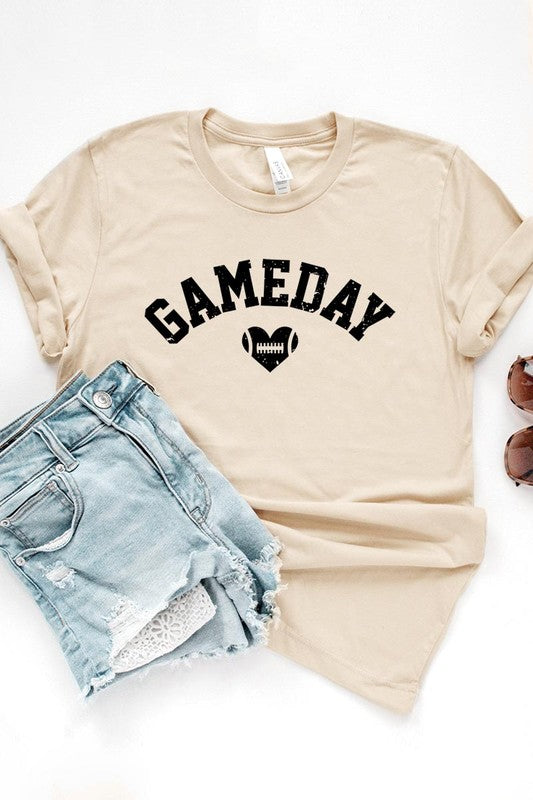 Game Day Football Heart Graphic T-Shirt