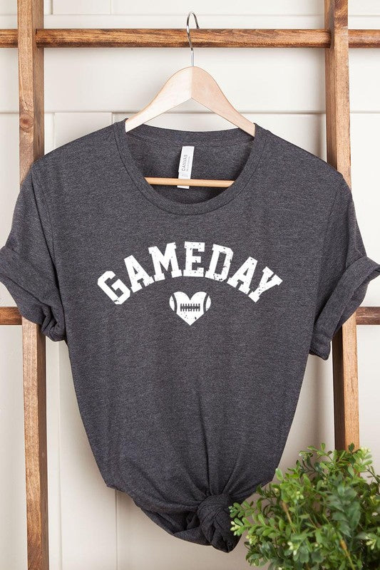 Game Day Football Heart Graphic T-Shirt