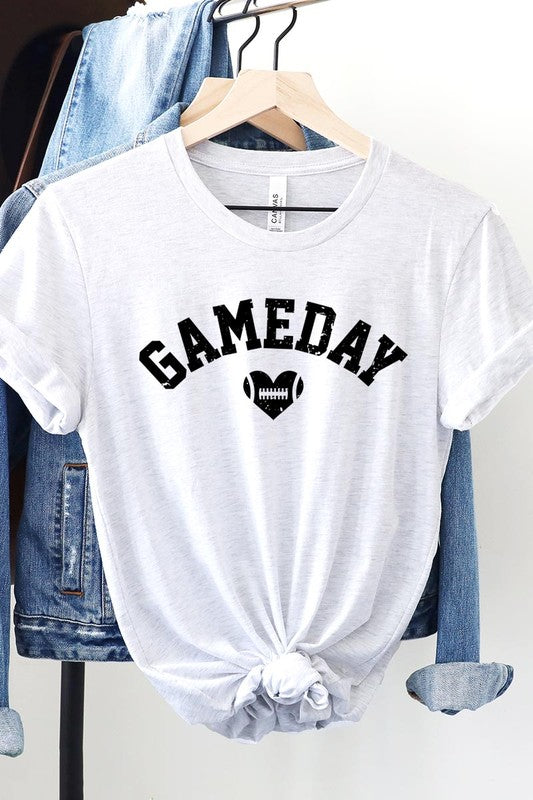 Game Day Football Heart Graphic T-Shirt