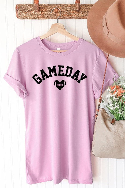 Game Day Football Heart Graphic T-Shirt