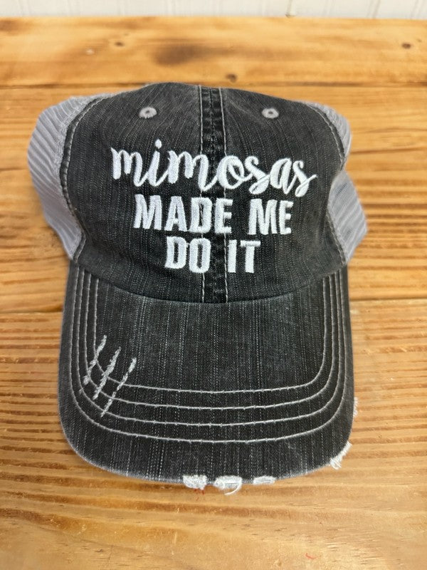 Mimosas Made Me Do It Embroidered Trucker Hat