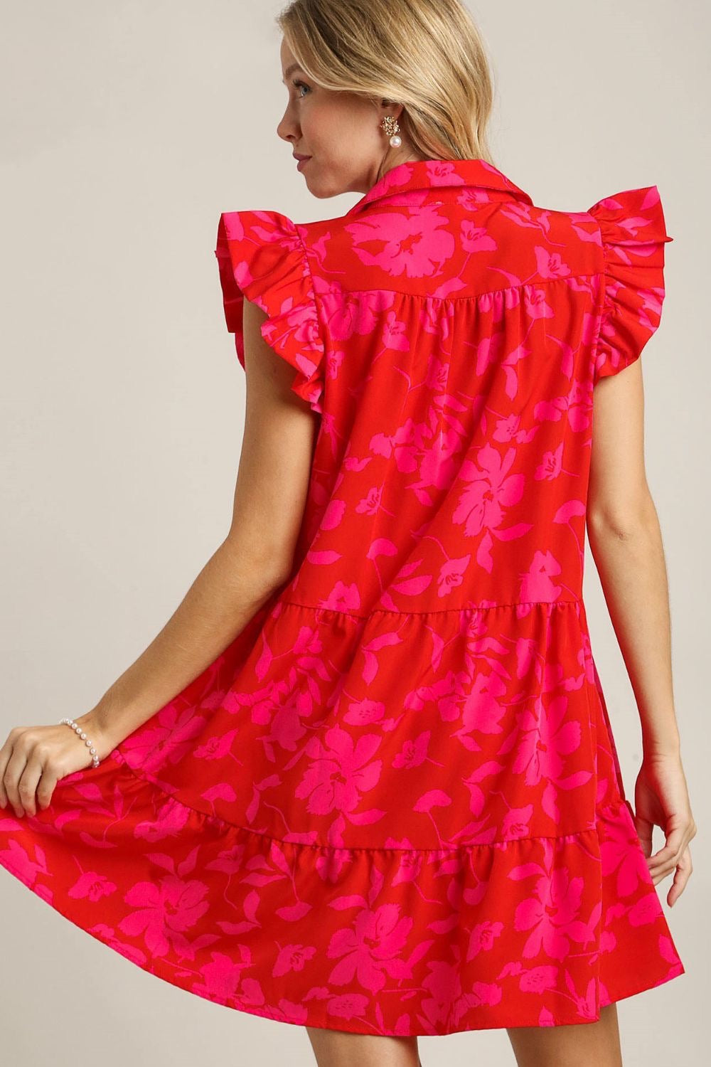 Ruffle Cap Sleeve Tiered Dress Plus Size