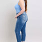 Button Fly Distressed Jeans with Pockets Plus Size