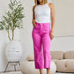 RFM Chloe Tummy Control High Waist Crop Jeans in Pink Rouge