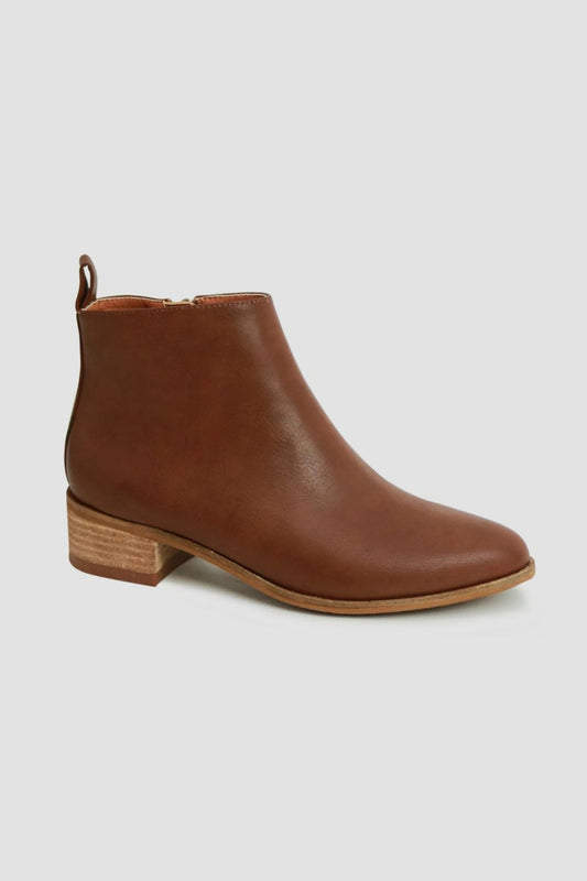 Low Block Heel Brown Boot