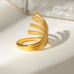 18K Gold-Plated Stainless Steel Irregular Lines Open Ring