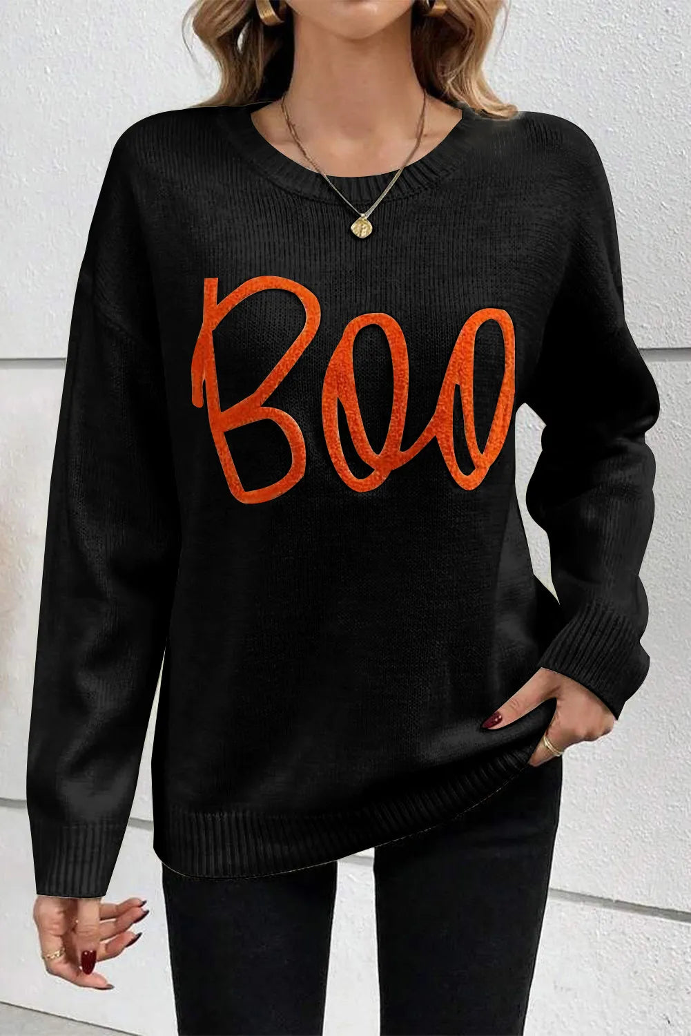 Script ‘BOO’ Halloween Sweater