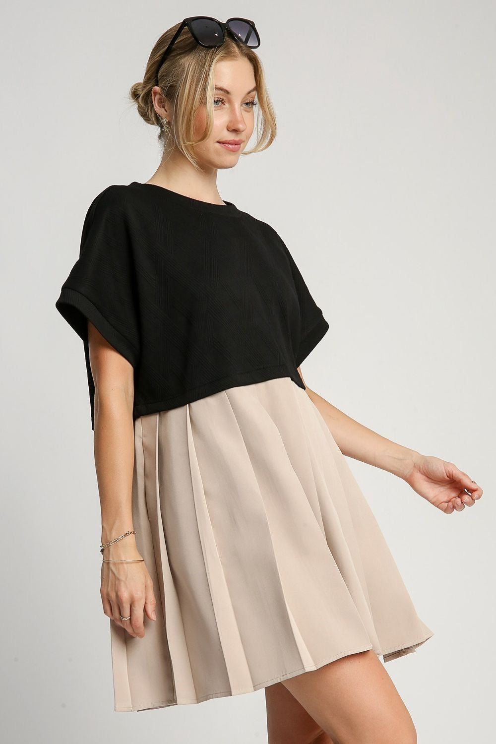 Pleated Dress with Side Pockets