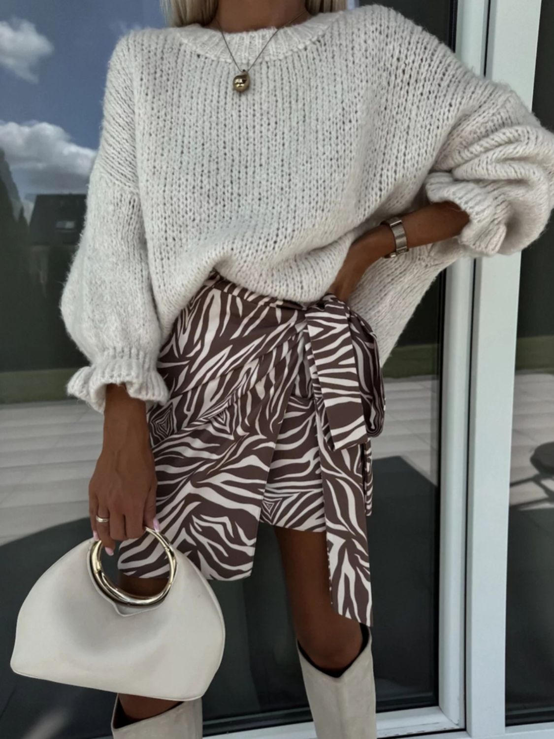 Frilled Sleeve Sweater