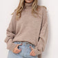 Side Slit Turtleneck Long Sleeve Sweater