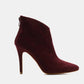 Wine Suede Stiletto Ankle Booties with Back Zippers