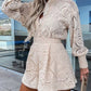 Lace Button Detail Top and Shorts Set in Eggshell