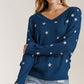 Star V-Neck Long Sleeve Sweater