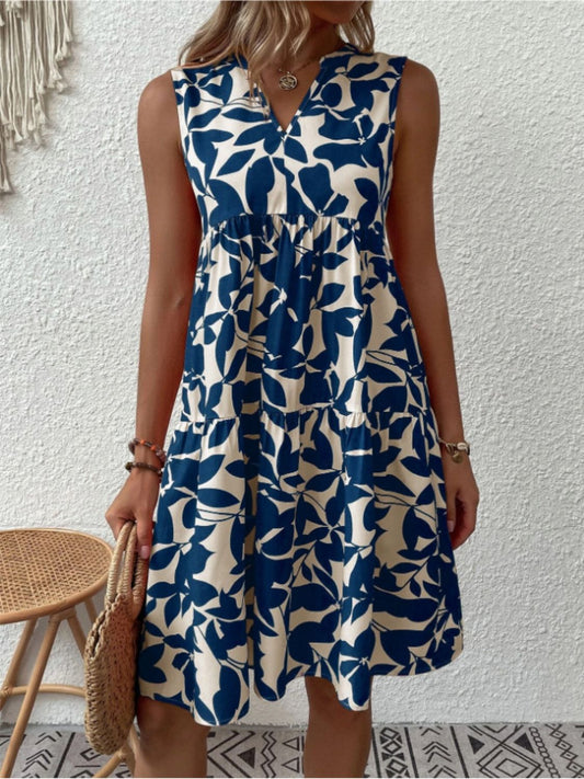 Notched Sleeveless Mini Dress