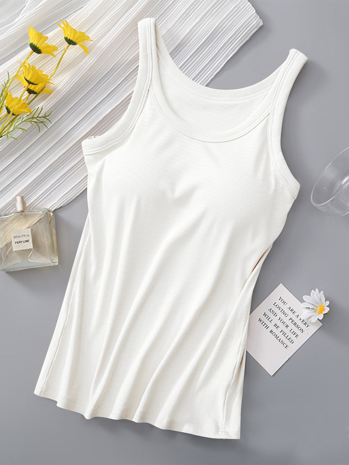 Basic Round Neck Tank Top with Bra