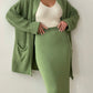 Pocketed Long Sleeve Cardigan and Skirt Sweater Set