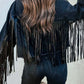 Fringe Sleeve Denim Jacket