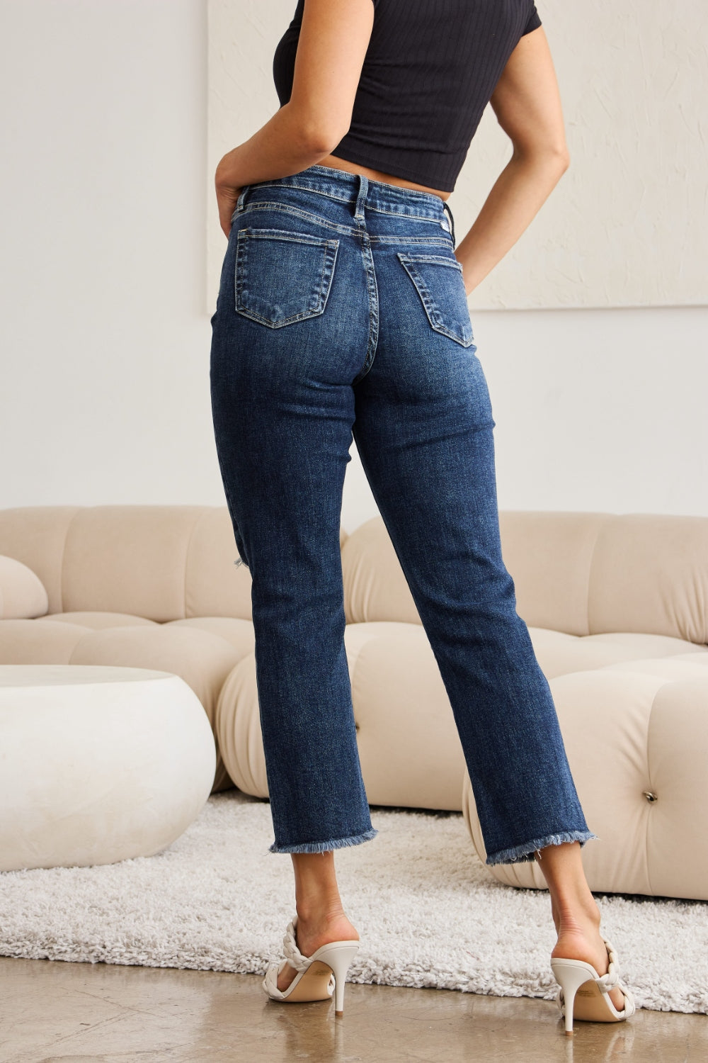 RFM Dylan Tummy Control Distressed High Waist Crop Jeans