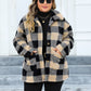 Plus Size Plaid Button Up Long Sleeve Coat