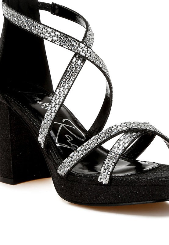 Infatuated Rhinestones Embellished Strappy Sandals