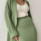 Pocketed Long Sleeve Cardigan and Skirt Sweater Set