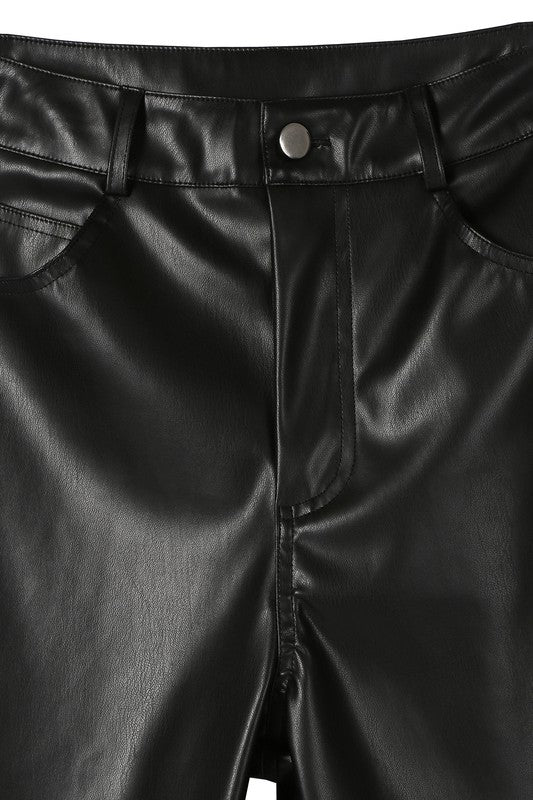 Vegan Leather Straight Leg Pants